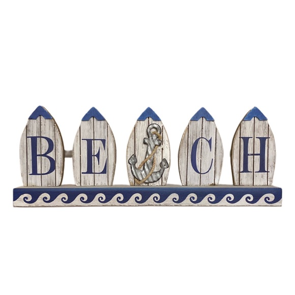 SET OF 5 - BEACH LIFE DECOR (Distressed Wood, Metal and Rope) - Picture 5 of 9